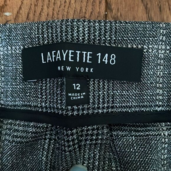 Lafayette 148 New York Gray Plaid Trousers Sz 12 - Picture 6 of 8